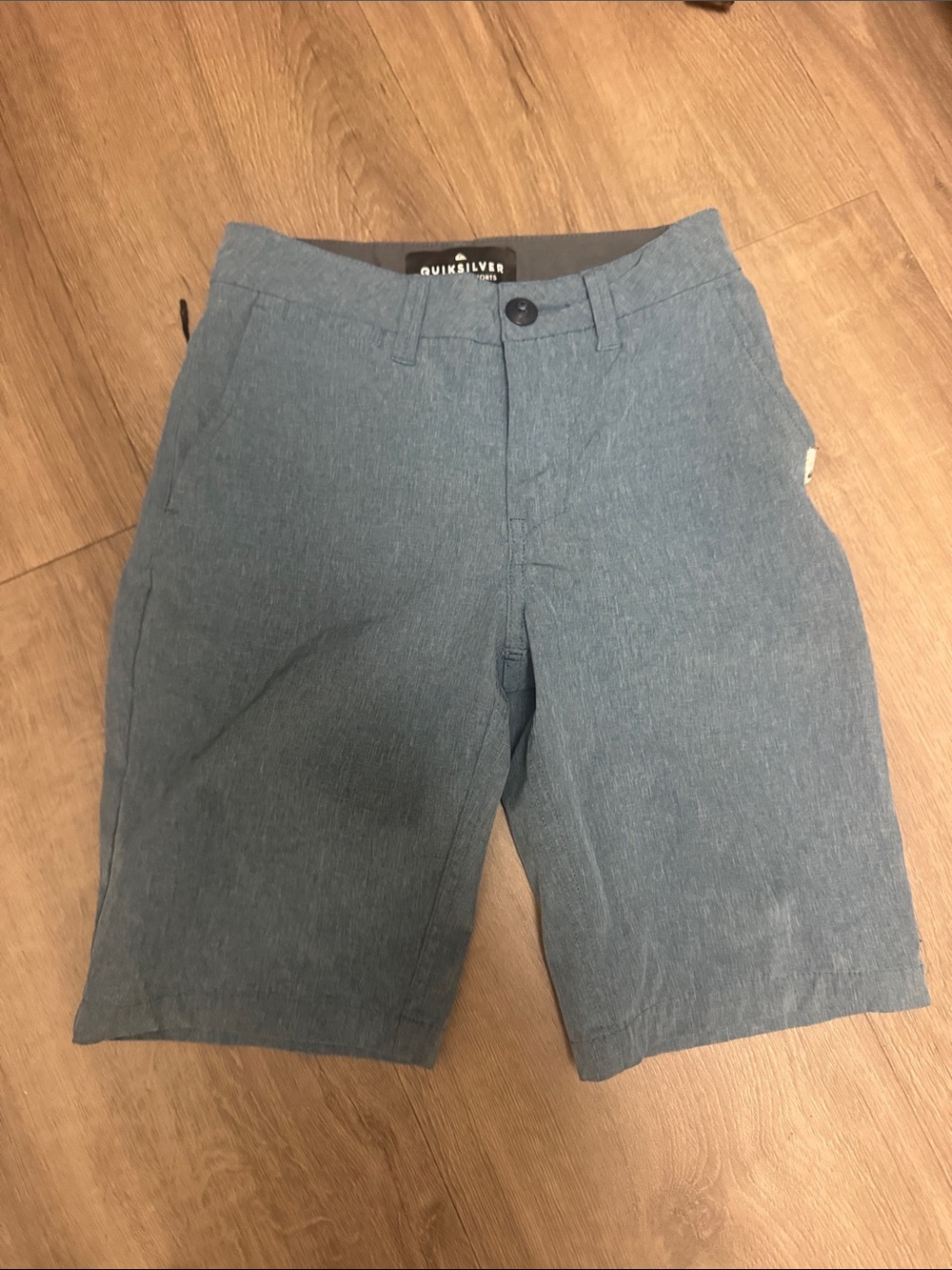 Quiksilver boy’s Heather Slate Blue Flat-Front Shorts